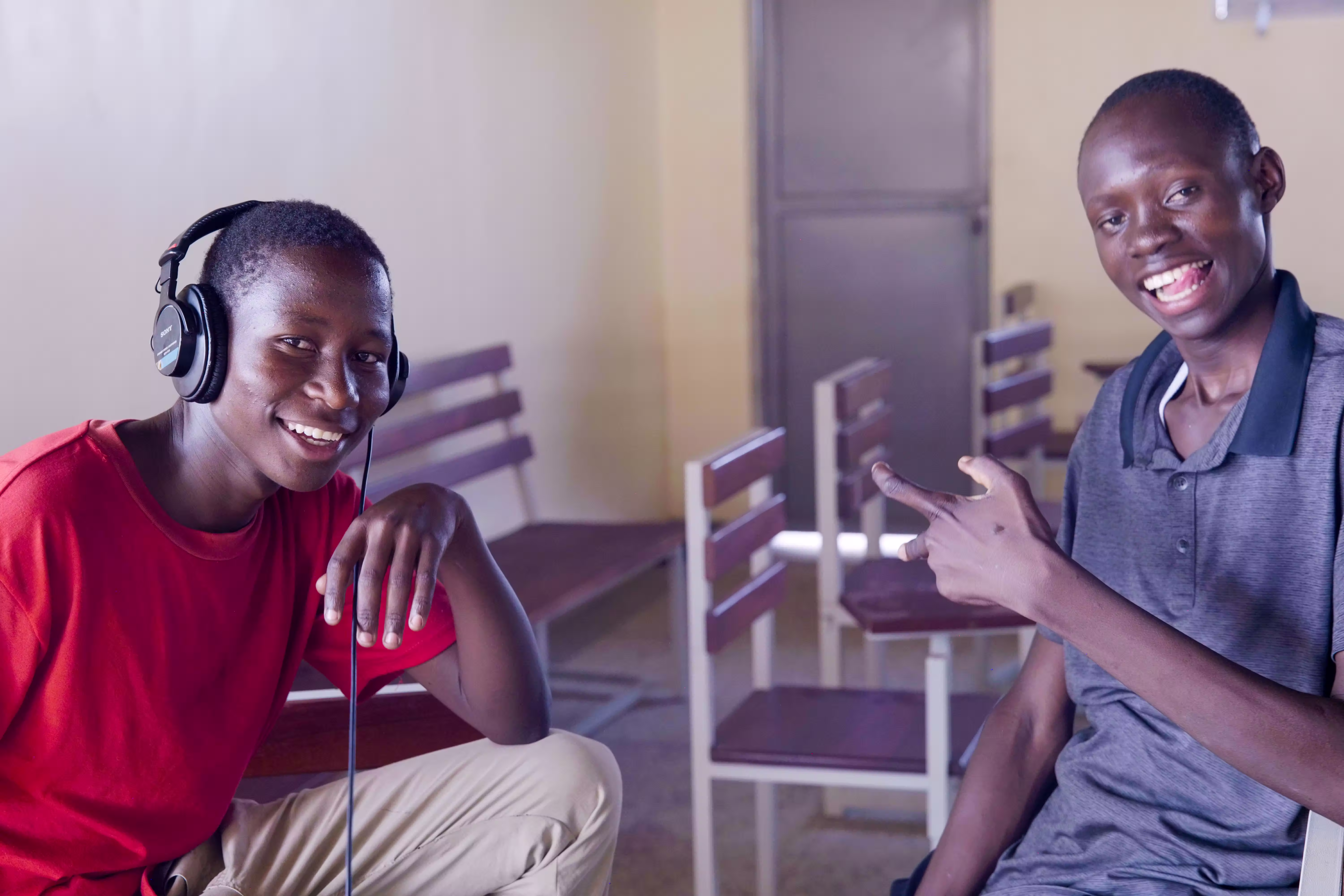 Students studying together in the library